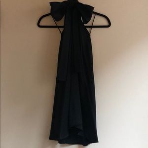 Trapeze low back halter mini dress